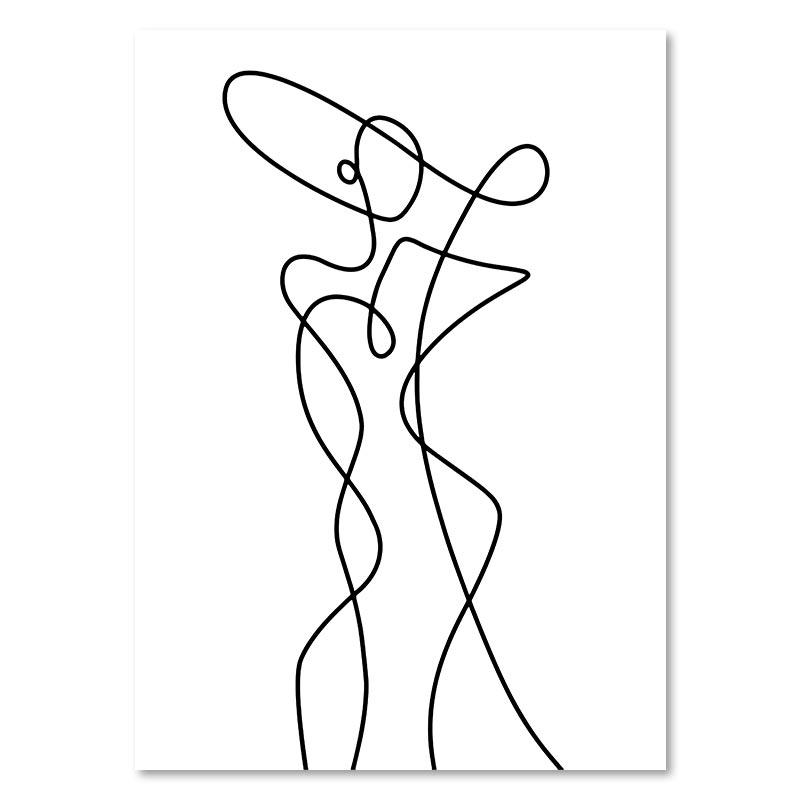Abstrakte Frauen Tanzen Wand Kunst Poster Schwarz und Weiß Linie Zeichnung Kunstdruck Minimalistischen Leinwand Malerei Bild Wohnzimmer Dekor