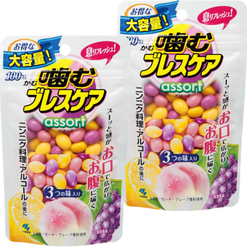 

[.co.jp Exclusive] [Bulk Purchase (2 Bags)] Chewable Breath Care Breath Refreshing Gummies, Assorted Pouches, 100 Gummies x 2 Bags
