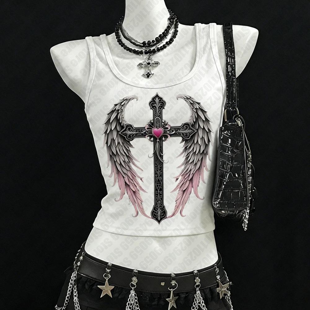 2000s y2k Harajuku New Model Ribbed Tank Streetwear Trendy personality Clothes Year round clothing Unisex Comfortable Short soft