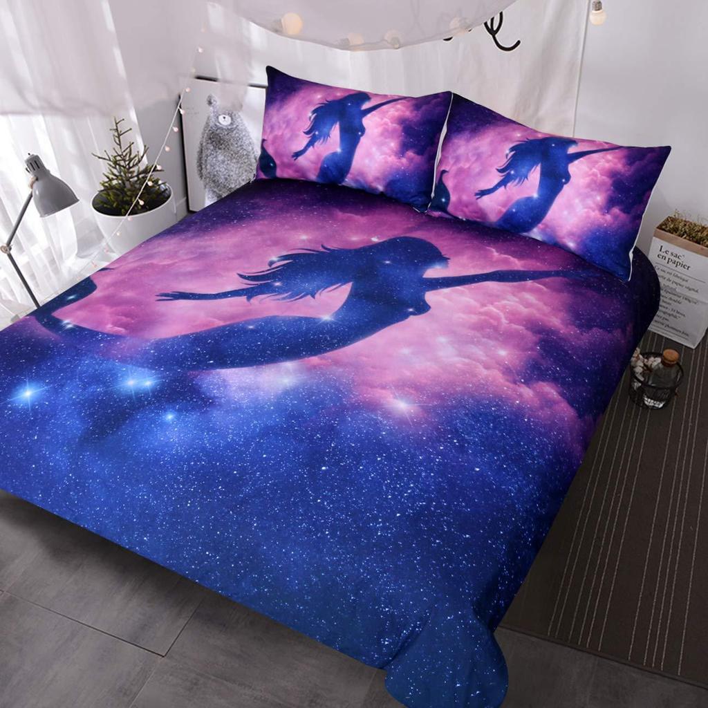 Watercolor Mermaid Bedding Three-Piece Quilt Cover Walmart Exclusive