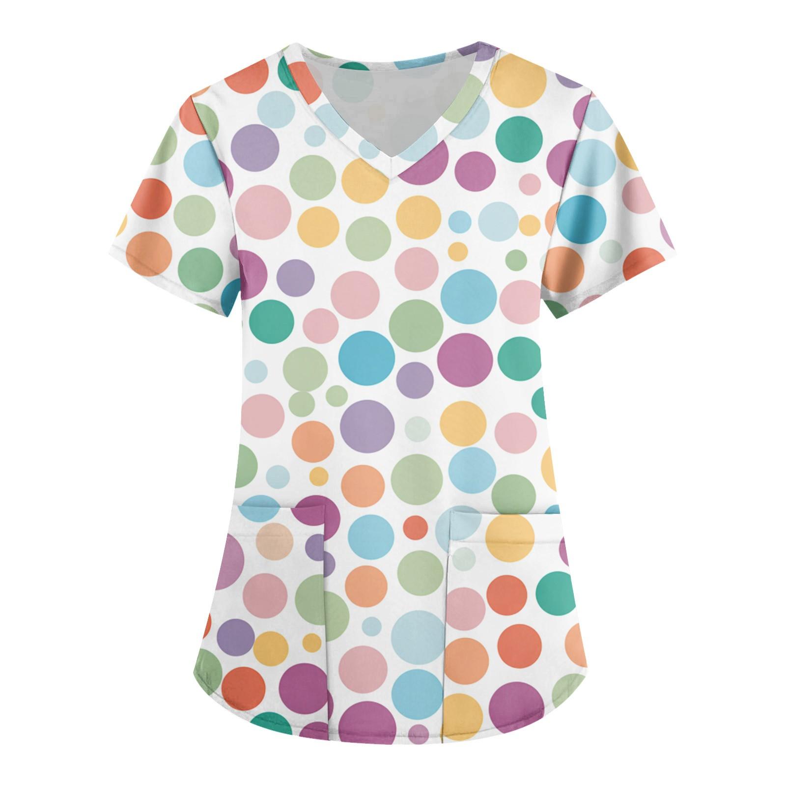 

Женская мода с v-образным вырезом, короткими рукавами и карманами, топы с принтом XXXL