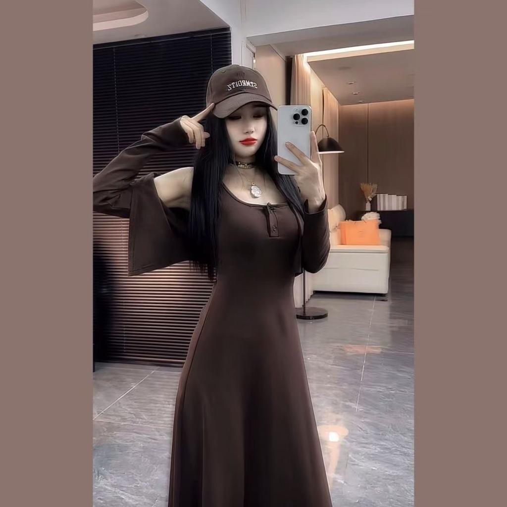 French dress set spring new temperament thin dress cardigan two-piece set women