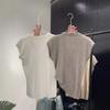 Slim U-neck Knitted Short-sleeved Women's Summer New Temperament Cream Blue Small Flying Sleeves Spice Girl T-shirt Versatile Top