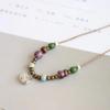 Ping An is Fu Guochao retro ceramic long-life lock necklace literary and retro women's collarbone chain niche antique jewelry