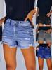 Women's High Waist Ripped Denim Shorts