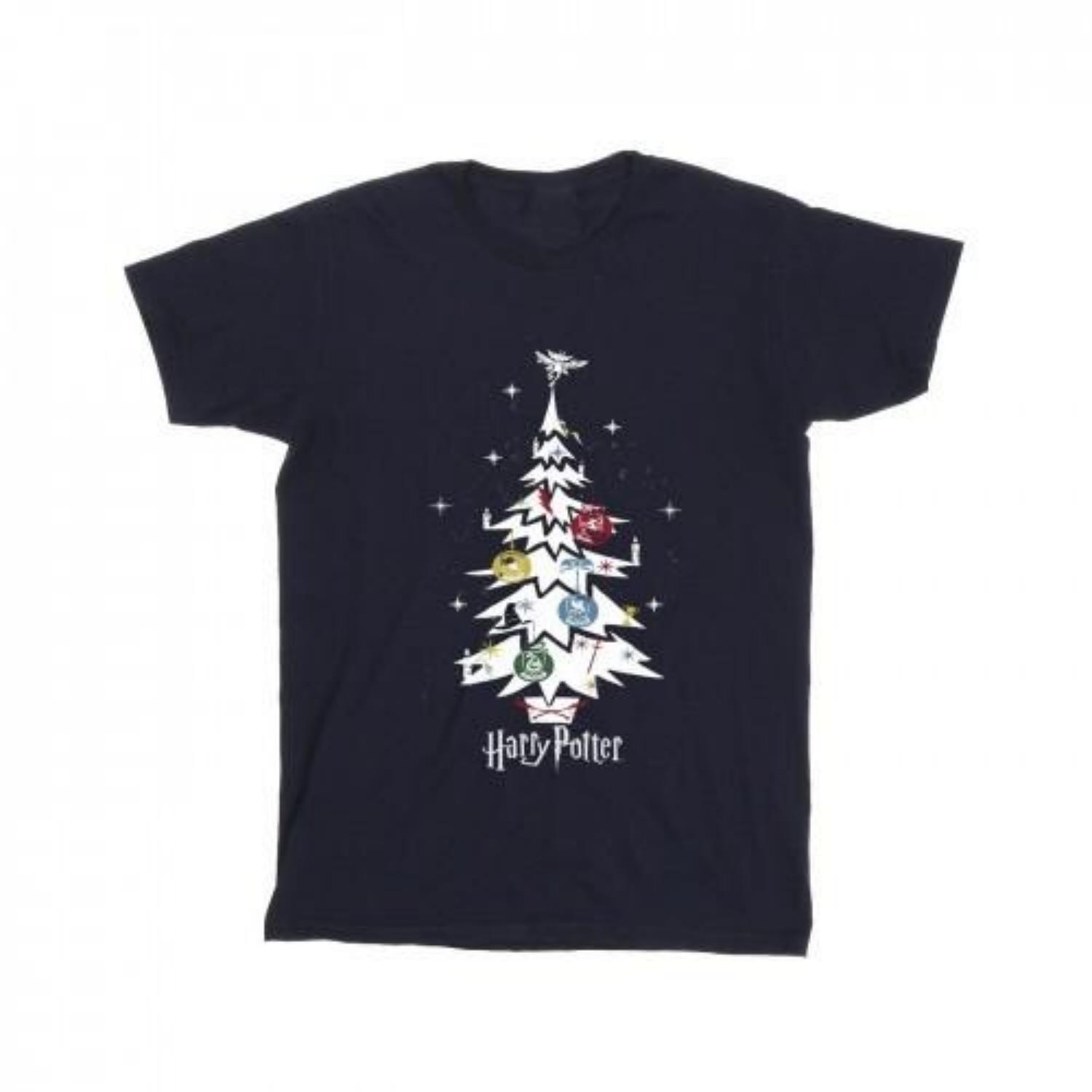 HARRY POTTER Girls Christmas Tree Cotton T-Shirt XXXXL