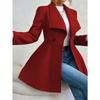 Women's Mid-Length Wool Blend Coat, Autumn Winter Wide Lapel Double Button Outerwear, Slim Fit Elegant Ladies Chic Notched Collar Overcoat