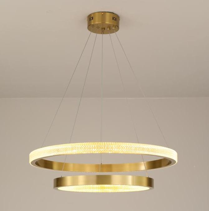 Zing Ring Double 80 A - LED chandelier 80cm two rings gold brass