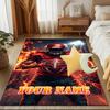 1PC Custom Name Flaming Football Player Theme Floor Mat Ideal for Living Room, Game Rooms, Office, Bedroom,Floor Mat Playful Design