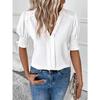 Summer new V-neck temperament bubble sleeves solid color casual women's T-shirt top