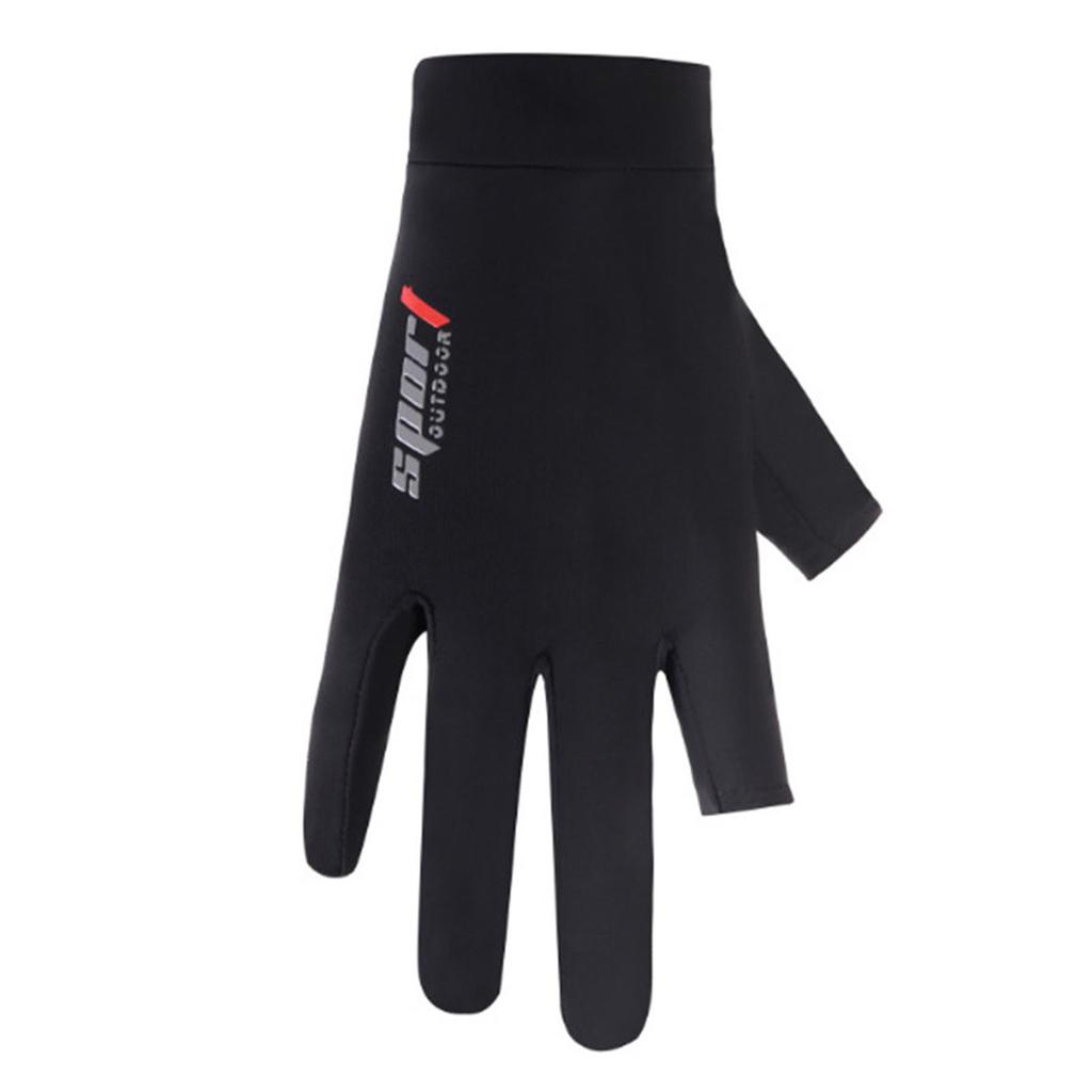 Cycling Gloves Black Soft Breathable Summer UV Protection Sunscreen Ice Silk Half Finger Gloves for Cycling Sports