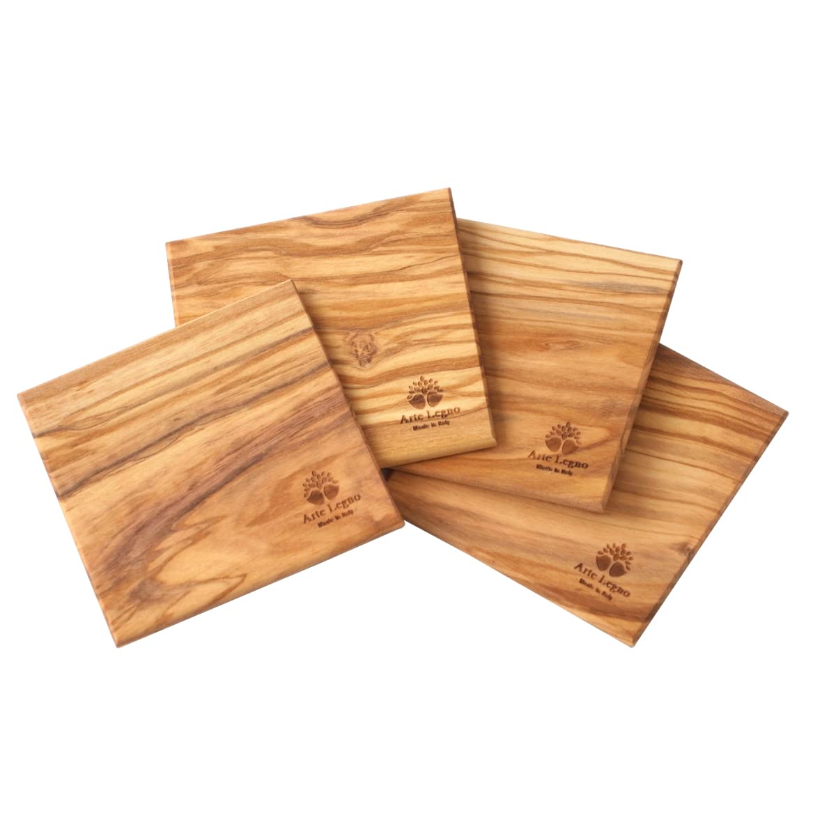 

Arte Legno Altereno Wooden Coasters, Stylish Tabletop Trays, Set of 4 (Square)