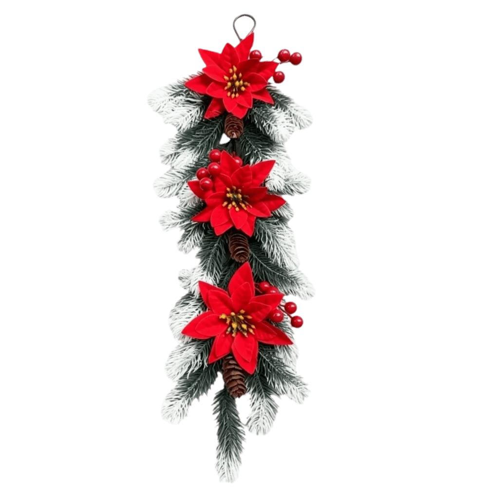 Plastic Artificial Christmas Wreath Lifelike Christmas Wreath Ornaments Table Decor