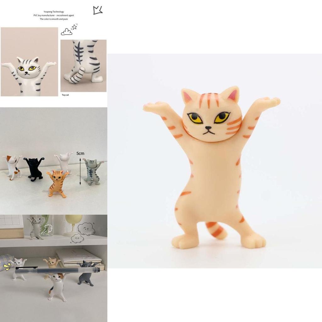Charming Cat Figure Pen Holder Jewelry Stand And Earphone Support In Sturdy Pvc Material