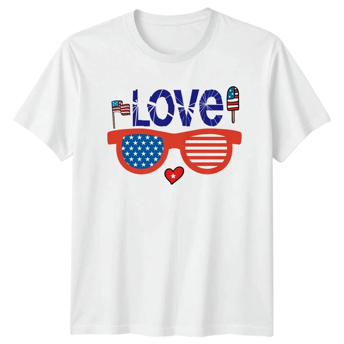 Love Fourth Of July Holidays Mens T Shirt Womens Tee USA Patriotic Graphic Tee M