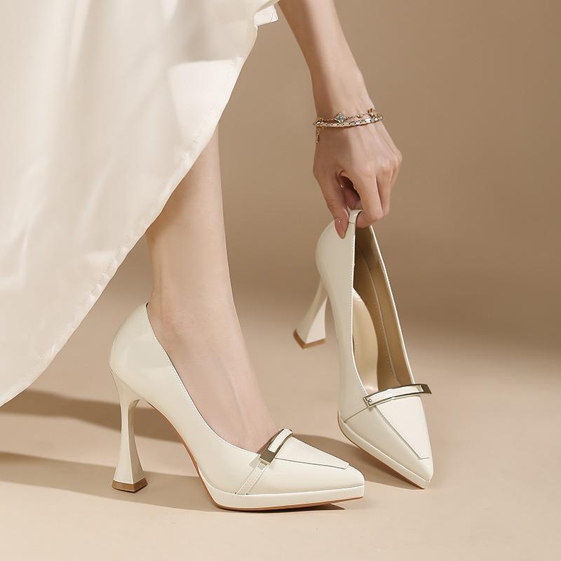 - Sexy pointed thin heel one-word high heels for women's autumn new waterproof table, not tired feet, single shoes for women