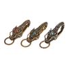 Pure Brass Red Eyes Dragon Head Keyrings Zodiac Dragon Keychain Vintage Men Waist Buckle Car Key Chain Pendant Gifts Crafts