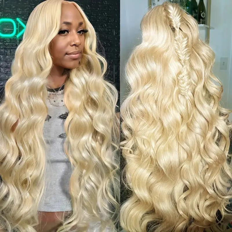 Light Gold Floral Lace Front Wig, Permable & Dyeable, Full Head Style