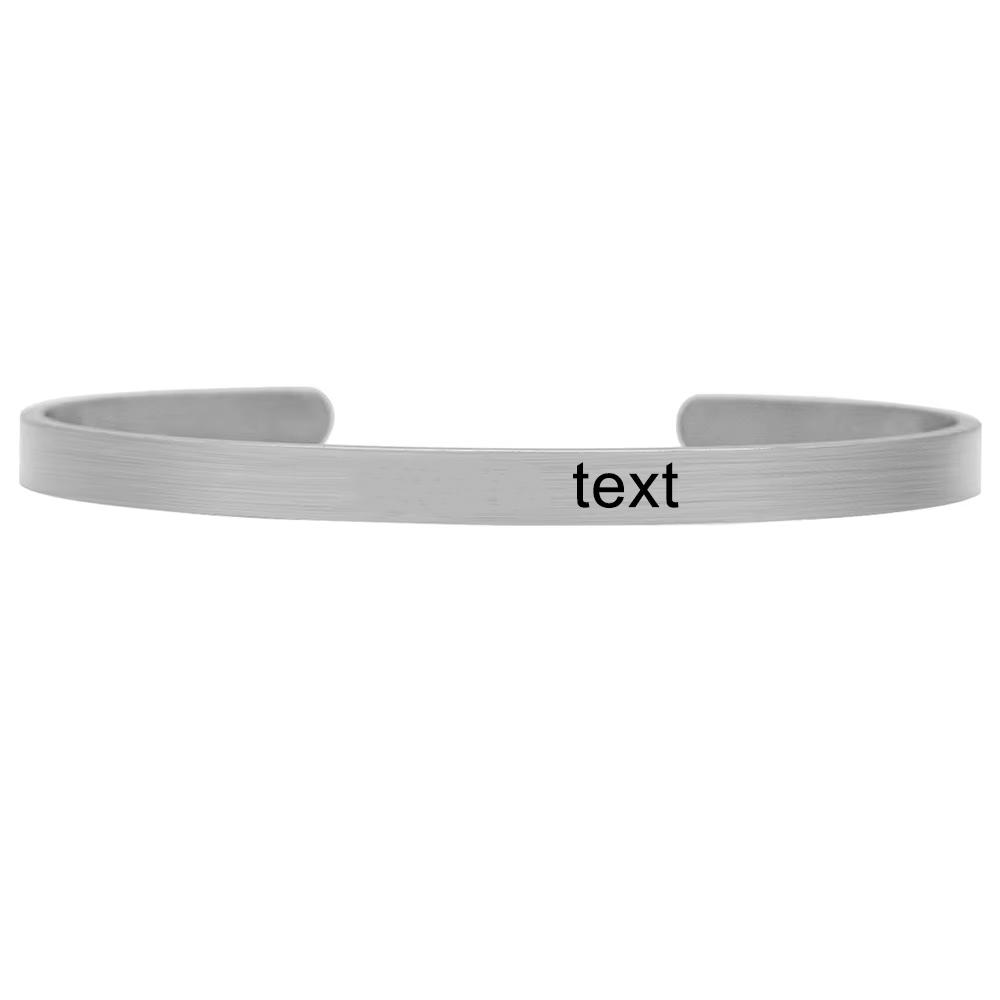 Stainless Steel Personalized Inspirational Quote Bracelets for Women Mom Personalized Text Engraved Mantra Cuff Bangle adjustable&Please annotate the text серебряный