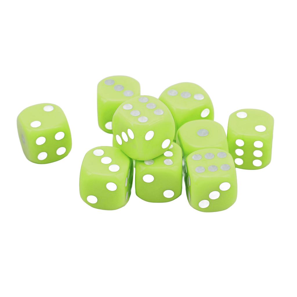 30PCS Dice Set 16MM Plastic 6 Sided Round Corners Dice Cubes for Table Games Board Games Light Green
