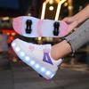 Student Skating Shoes Rotating Button Four Wheel Skate Roller Shoes Roller Skating Removable  Kids Glowing Sneakers