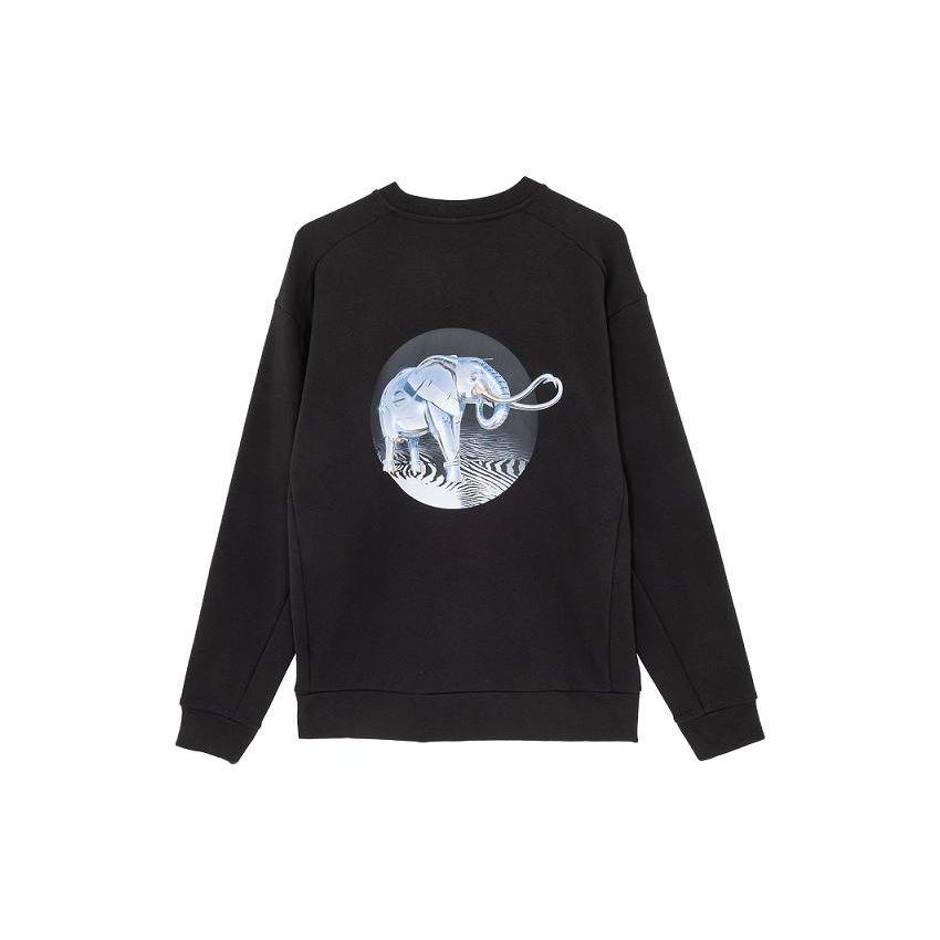 Puma Metallic Elephant Print Crew Neck Sweatshirt Unisex Tops Black 622907-01
