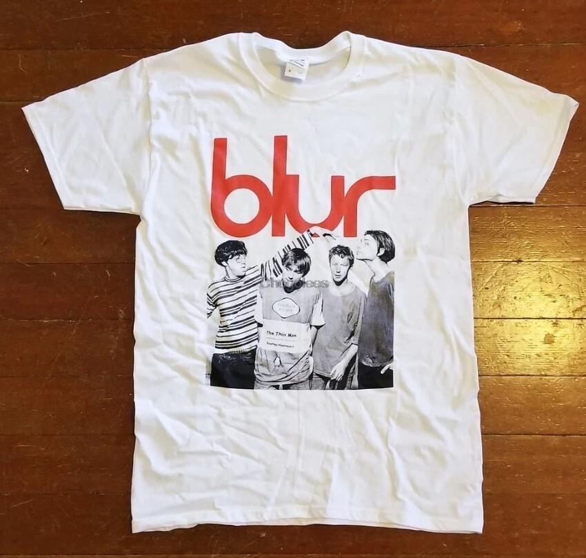 Maglietta Serigrafata Band Blur Era del Tempo Libero, t-shirt ristampata TE3273
