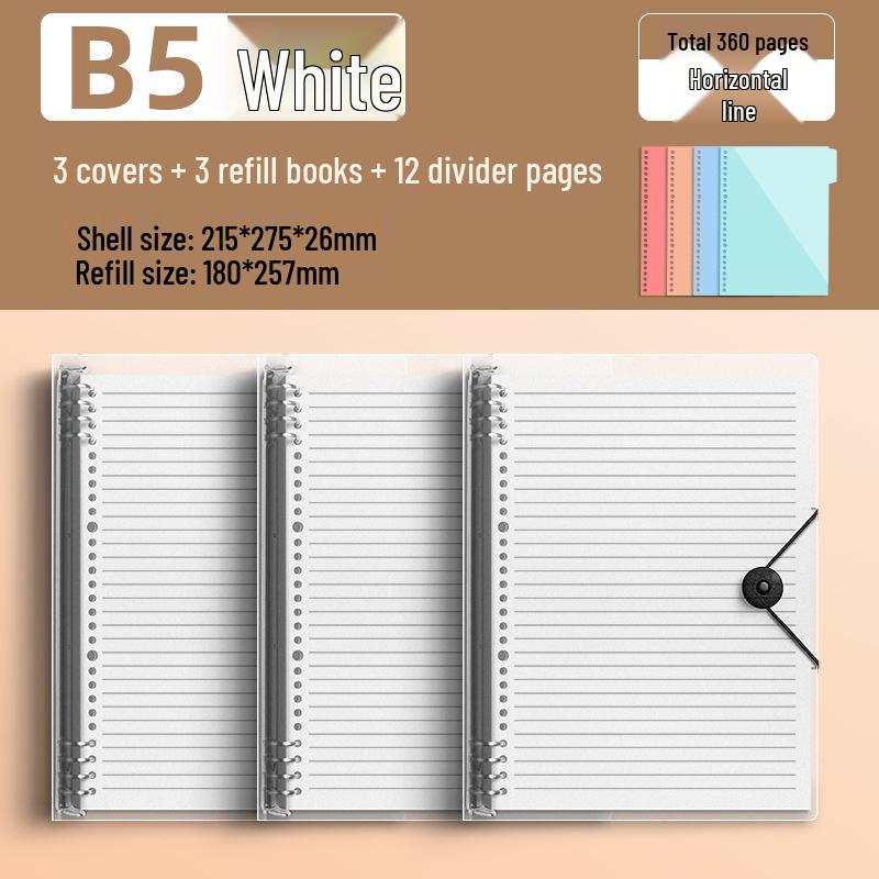 Comfortable B5 Loose-Leaf Notebook: Lined, Removable Binder, Simple Ins Style, Aesthetic Design, Ideal for Exams and High School Students.