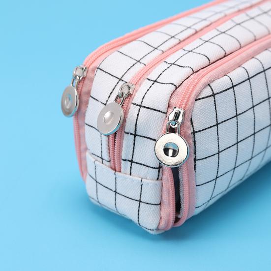 Large Pencil Case Canvas Makeup Bag with Zipper Multiple Compartments Pencil Pouch Lightweight Pencil Organizer