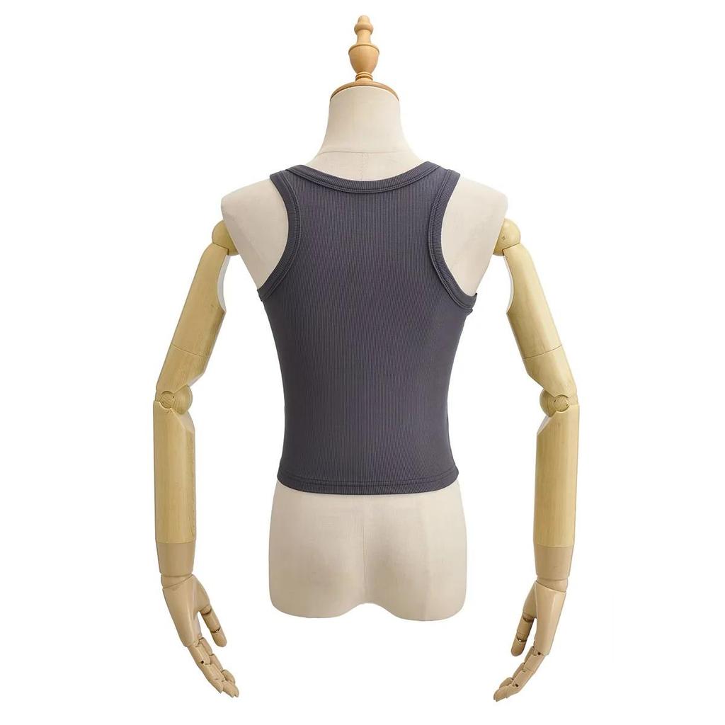 Amerikanisches Sommer Slim Fit Spaghetti-Träger Rundhals Tanktop für Damen