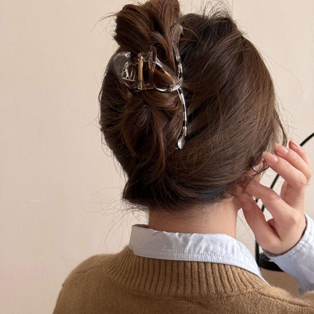 Snake Shape Plastic Hair Claw Geometric Wave Hair Clip Elegant Cross Shark Clip Party