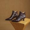 Fashion 2025 Spring Vintage Pointed Toe Women Ankle Boots Fashion Thick Heel Shoes Concise Short Botas De Mujer