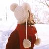 Snow Mountain Hat Women's Winter Ear Protection and Warm White Wool Hat Wool Ball Knit Lei Feng Hat Wear