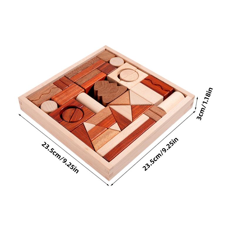 Children Wooden Building Block Stacking Block 43pcs Baby Early Educational Preschool Toy for Children