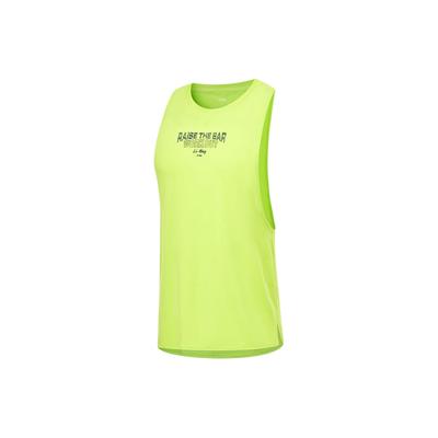 Li Ning Fitness Series Letter Print Moisture Wicking Quick Dry Workout Tank Top Men Tops Sour-Lime AVST067-3