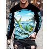 Men's Quick-Dry Fishing Shirt - Moisture-Wicking, Long Sleeve Rash Guard with Fish Design, Perfect for Hiking & Outdoor