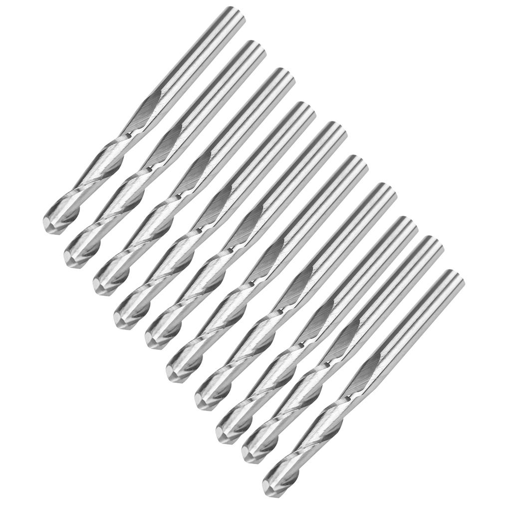10PCS 3.175 X17mm Double Flutes Carbide Ball Nose End Mills CNC Bits