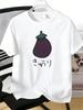 Cute Eggplant Japanese Text Graphic Unisexs Red Crew Neck Tee Soft Kawaii Cotton Asian Casual Summer Male Daily Short Sleeve Top