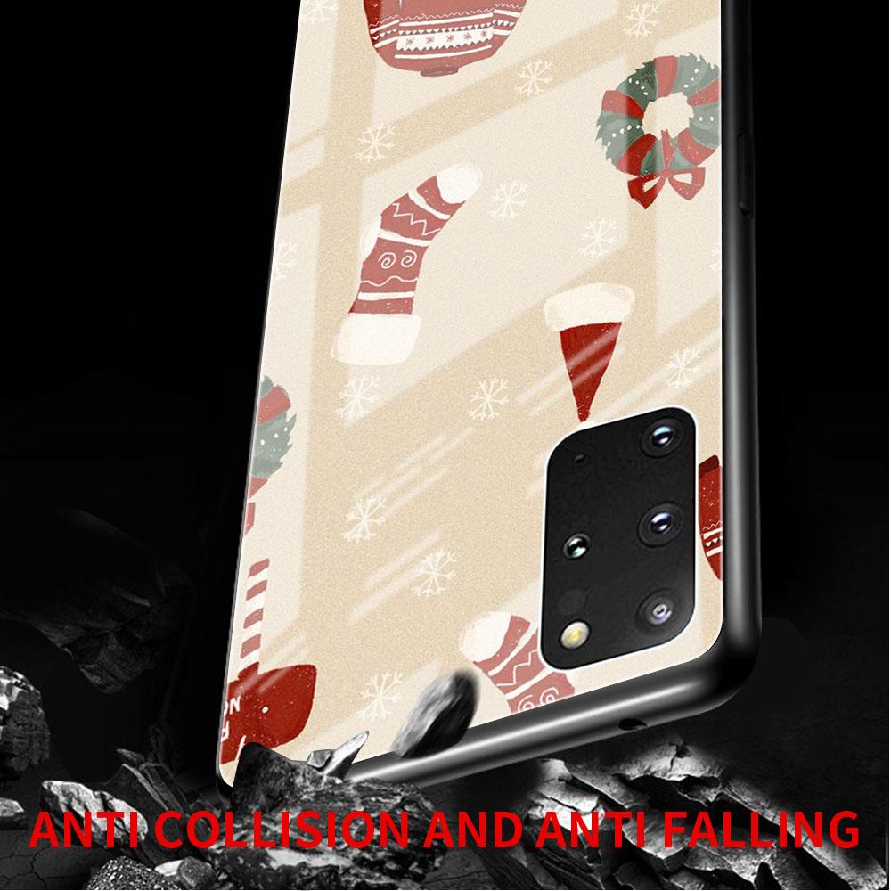 Weihnachts-Cartoon-Glashülle für Samsung Galaxy S22 S20 FE S21 Plus Telefonabdeckung S10 5G S9 Note 20 Ultra 10 Lite Shell