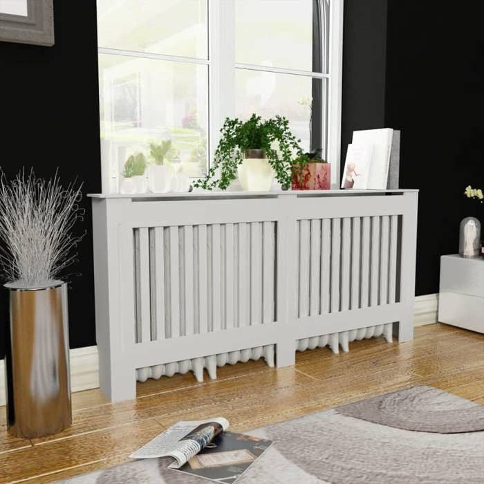 Cache-radiateur - vidaXL - 172 cm - MDF - Blanc - Design à lattes moderne