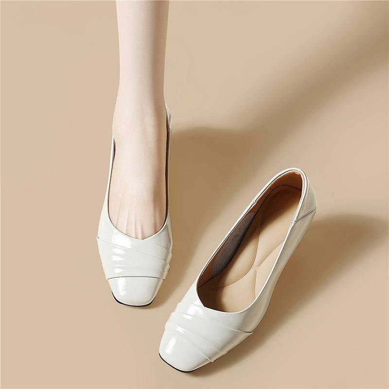 French square head thick heel women's shoes temperament shallow mouth early spring single shoes medium heel not tired feet professional commuting 