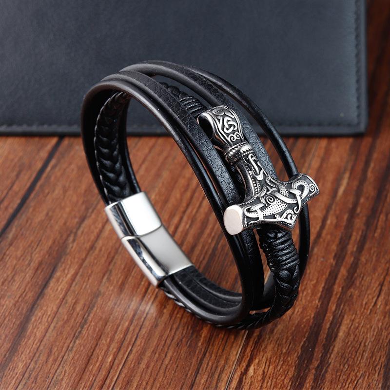 Leather woven bracelets, bracelets, men s Viking jewelry