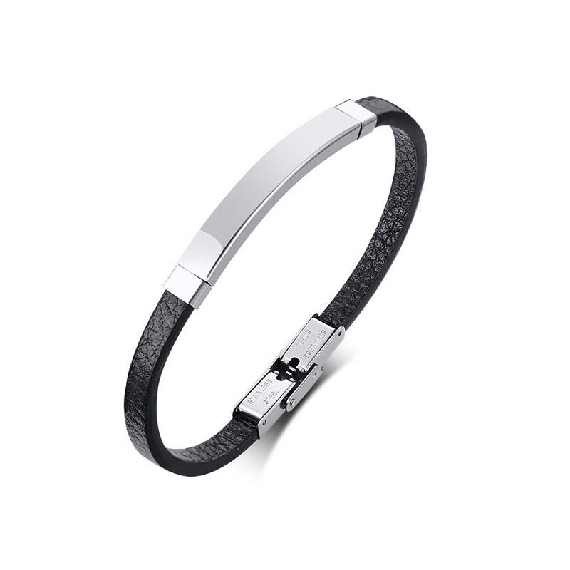 Leather Surgical Engraved Bracelet Initial Couple Strap Bracelet Wrist