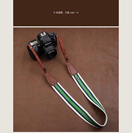 Camera Strap A10 Type CAM8116 Cam-in Basic/Universal B0901, White/Deep Blue/Green, Cotton,
