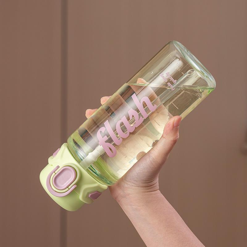 Water bottle summer high value student water cup sports simple fresh double drink easy cup boys and girls portable anti-drop straw cup