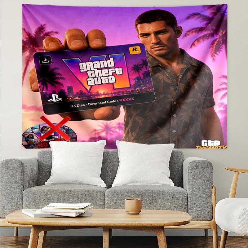 Game Grand Theft Auto Tapestry for Bedroom Aesthetic Classroom Tapestries Wall Hanging for Living Room Dorm Office,Ideal Creative Gift