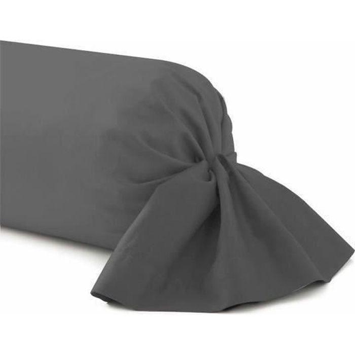 Taie de traversin - HOMEROKK - 45 x 205 cm - 100% Coton - Résistante - Anthracite