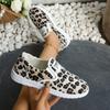 2024 Spring and Autumn Fashion Women's Shoes Color Blocked Flat Round Toe Suede Leopard Print Slip-On Women's Vulcanized Shoes