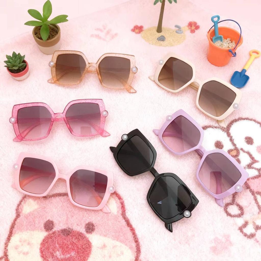 2026 Sun UV Protection Style Baby Sunglasses Boys And Girls Glasses New Square Frame Children's Glitter Cute