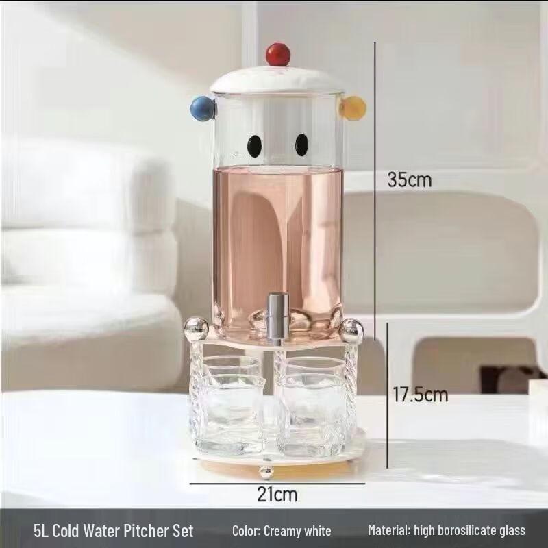 

Luxury Glass Cold Water Pitcher with Faucet